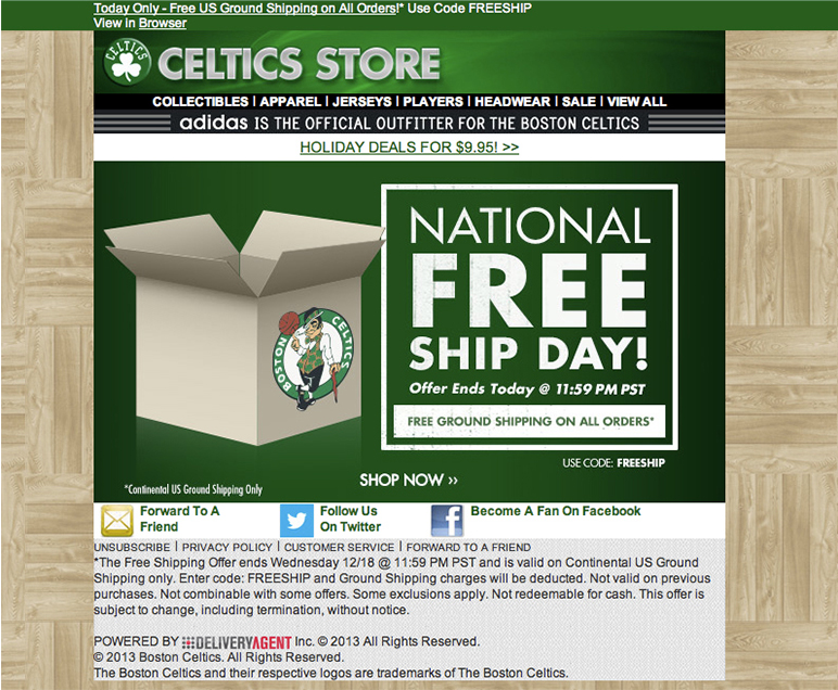 Celtics Merchadise Email