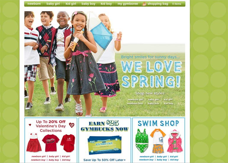 Gymboree Brand Landing Page