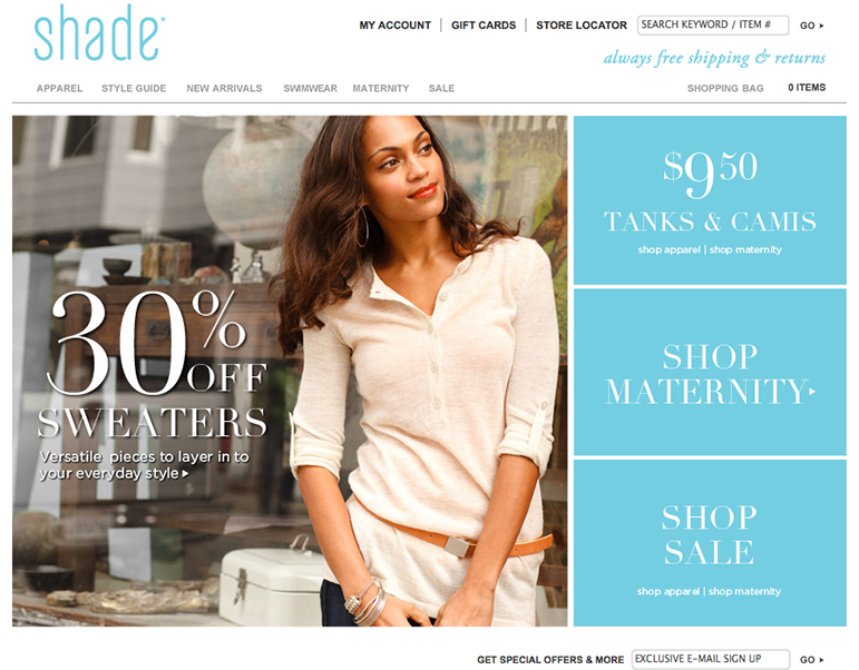 Shade Brand Landing Page