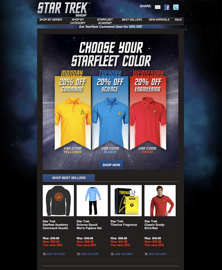 Star Trek Merchandise Email